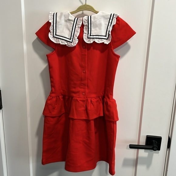 NWT Janie and Jack Girls Sailor Collar Ponte Dress Moto Red - Picture 4 of 8